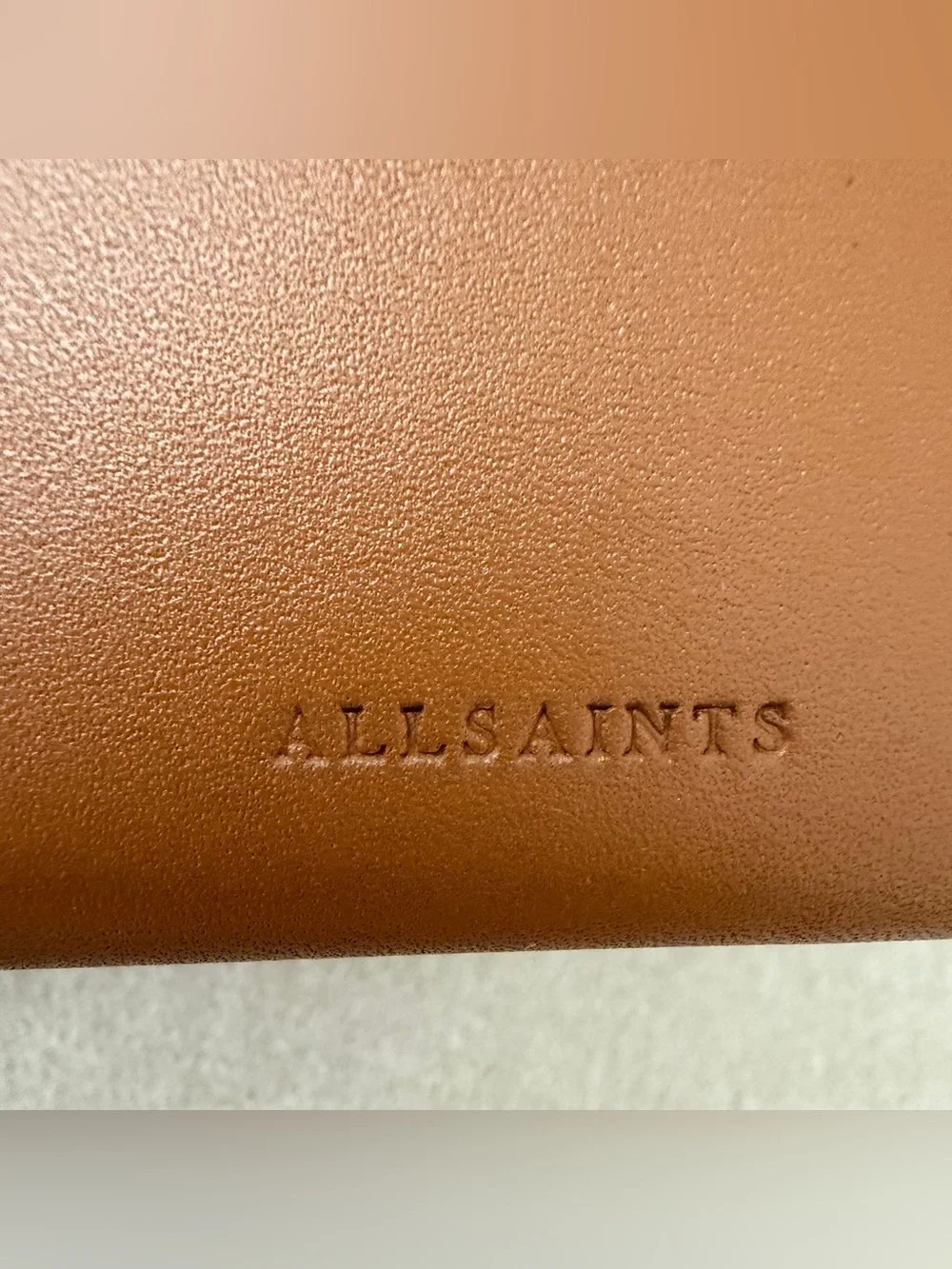 All Saints Hex Leather Card Holder - Sepia Brown